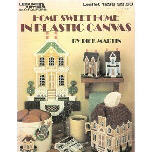 Leisure Arts Vintage Craft Leaflet Home Sweet Home In Plastic Canvas Pattern